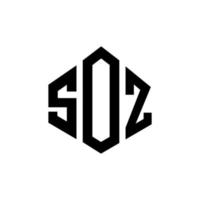 soz letter logo-ontwerp met veelhoekvorm. soz veelhoek en kubusvorm logo-ontwerp. soz zeshoek vector logo sjabloon witte en zwarte kleuren. soz monogram, business en onroerend goed logo.