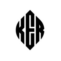 ker cirkel letter logo ontwerp met cirkel en ellipsvorm. ker ellips letters met typografische stijl. de drie initialen vormen een cirkellogo. ker cirkel embleem abstracte monogram brief mark vector. vector