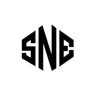 sne letter logo-ontwerp met veelhoekvorm. sne veelhoek en kubusvorm logo-ontwerp. sne zeshoek vector logo sjabloon witte en zwarte kleuren. sne monogram, business en onroerend goed logo.