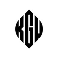 kgw cirkel letter logo-ontwerp met cirkel en ellipsvorm. kgw ellipsletters met typografische stijl. de drie initialen vormen een cirkellogo. kgw cirkel embleem abstracte monogram brief mark vector. vector