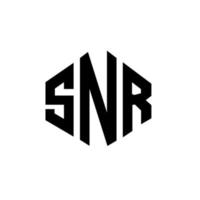 snr letter logo-ontwerp met veelhoekvorm. snr veelhoek en kubusvorm logo-ontwerp. SNR zeshoek vector logo sjabloon witte en zwarte kleuren. snr monogram, bedrijfs- en onroerend goed logo.