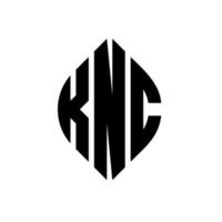 knc cirkel letter logo-ontwerp met cirkel en ellipsvorm. knc ellipsletters met typografische stijl. de drie initialen vormen een cirkellogo. knc cirkel embleem abstracte monogram brief mark vector. vector