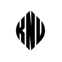 knu cirkel letter logo-ontwerp met cirkel en ellipsvorm. knu-ellipsletters met typografische stijl. de drie initialen vormen een cirkellogo. knu cirkel embleem abstracte monogram brief mark vector. vector