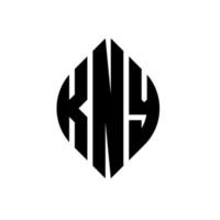 kny cirkel letter logo-ontwerp met cirkel en ellipsvorm. kny ellipsletters met typografische stijl. de drie initialen vormen een cirkellogo. kny cirkel embleem abstracte monogram brief mark vector. vector