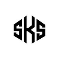 sks letter logo-ontwerp met veelhoekvorm. sks veelhoek en kubusvorm logo-ontwerp. sks zeshoek vector logo sjabloon witte en zwarte kleuren. sks monogram, bedrijfs- en onroerend goed logo.