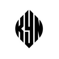 kyn cirkel letter logo ontwerp met cirkel en ellipsvorm. kyn ellipsletters met typografische stijl. de drie initialen vormen een cirkellogo. kyn cirkel embleem abstracte monogram brief mark vector. vector