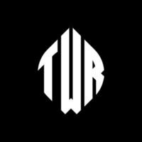 tw cirkel letter logo-ontwerp met cirkel en ellipsvorm. twr ellipsletters met typografische stijl. de drie initialen vormen een cirkellogo. tw cirkel embleem abstracte monogram brief mark vector. vector