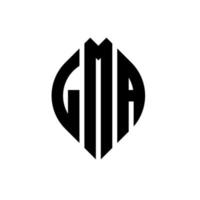 lma cirkel letter logo ontwerp met cirkel en ellipsvorm. lma ellipsletters met typografische stijl. de drie initialen vormen een cirkellogo. lma cirkel embleem abstracte monogram brief mark vector. vector