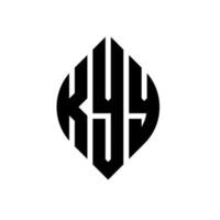 kyy cirkel letter logo-ontwerp met cirkel en ellipsvorm. kyy ellipsletters met typografische stijl. de drie initialen vormen een cirkellogo. kyy cirkel embleem abstracte monogram brief mark vector. vector