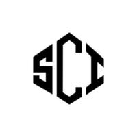 sci letter logo-ontwerp met veelhoekvorm. sci veelhoek en kubusvorm logo-ontwerp. sci zeshoek vector logo sjabloon witte en zwarte kleuren. sci-monogram, bedrijfs- en onroerendgoedlogo.