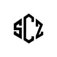 scz letter logo-ontwerp met veelhoekvorm. scz veelhoek en kubusvorm logo-ontwerp. scz zeshoek vector logo sjabloon witte en zwarte kleuren. scz monogram, business en onroerend goed logo.