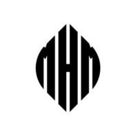 mhm cirkel letter logo-ontwerp met cirkel en ellipsvorm. mhm ellipsletters met typografische stijl. de drie initialen vormen een cirkellogo. mhm cirkel embleem abstracte monogram brief mark vector. vector