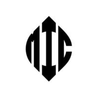 mic cirkel letter logo ontwerp met cirkel en ellipsvorm. mic ellipsletters met typografische stijl. de drie initialen vormen een cirkellogo. mic cirkel embleem abstracte monogram brief mark vector. vector