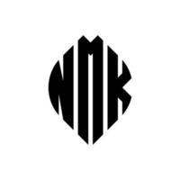 nmk cirkel letter logo ontwerp met cirkel en ellipsvorm. nmk ellipsletters met typografische stijl. de drie initialen vormen een cirkellogo. nmk cirkel embleem abstracte monogram brief mark vector. vector