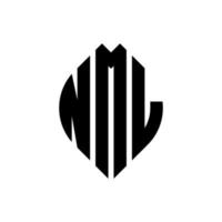 nml cirkel letter logo-ontwerp met cirkel en ellipsvorm. nml ellipsletters met typografische stijl. de drie initialen vormen een cirkellogo. nml cirkel embleem abstracte monogram brief mark vector. vector