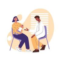 vaccinatie van kinderen. moeder met baby in het ziekenhuis. kinderarts Afro-Amerikaanse arts maakt injectie van griep of immunisatie. gezondheidszorg, preventie, behandeling platte vectorillustratie. vector