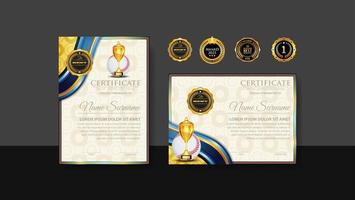 honkbal certificaat ontwerp met gouden beker set vector. basketbal. sport award sjabloon. prestatie ontwerp. diploma uitreiking. winnaar document. winnaarscup vector