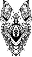 wolf illustratie geometrische tattoo stijl. schattige wolf met mandala. schets voor kleurboek vector