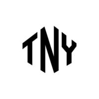 tny letter logo-ontwerp met veelhoekvorm. tny veelhoek en kubusvorm logo-ontwerp. tny zeshoek vector logo sjabloon witte en zwarte kleuren. tny monogram, business en onroerend goed logo.