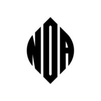 noa cirkel letter logo-ontwerp met cirkel en ellipsvorm. noa ellipsletters met typografische stijl. de drie initialen vormen een cirkellogo. noa cirkel embleem abstracte monogram brief mark vector. vector