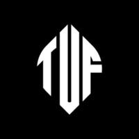 tuf cirkel letter logo ontwerp met cirkel en ellipsvorm. tuf-ellipsletters met typografische stijl. de drie initialen vormen een cirkellogo. tuf cirkel embleem abstracte monogram brief mark vector. vector