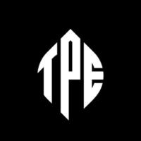 tpe cirkel letter logo ontwerp met cirkel en ellipsvorm. tpe ellipsletters met typografische stijl. de drie initialen vormen een cirkellogo. tpe cirkel embleem abstracte monogram brief mark vector. vector