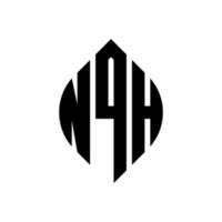 nqh cirkel letter logo-ontwerp met cirkel en ellipsvorm. nqh ellipsletters met typografische stijl. de drie initialen vormen een cirkellogo. nqh cirkel embleem abstracte monogram brief mark vector. vector