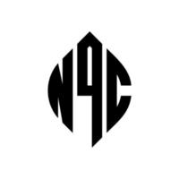 nqc cirkel letter logo-ontwerp met cirkel en ellipsvorm. nqc ellipsletters met typografische stijl. de drie initialen vormen een cirkellogo. nqc cirkel embleem abstracte monogram brief mark vector. vector