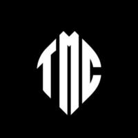 tmc cirkel letter logo ontwerp met cirkel en ellipsvorm. tmc ellipsletters met typografische stijl. de drie initialen vormen een cirkellogo. tmc cirkel embleem abstracte monogram brief mark vector. vector