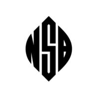 nsb cirkel letter logo ontwerp met cirkel en ellipsvorm. nsb ellipsletters met typografische stijl. de drie initialen vormen een cirkellogo. nsb cirkel embleem abstracte monogram brief mark vector. vector