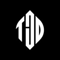 tjd cirkel letter logo ontwerp met cirkel en ellipsvorm. tjd ellipsletters met typografische stijl. de drie initialen vormen een cirkellogo. tjd cirkel embleem abstracte monogram brief mark vector. vector