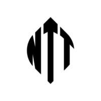 ntt cirkel letter logo ontwerp met cirkel en ellipsvorm. ntt ellipsletters met typografische stijl. de drie initialen vormen een cirkellogo. ntt cirkel embleem abstracte monogram brief mark vector. vector