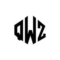 qwz letter logo-ontwerp met veelhoekvorm. qwz veelhoek en kubusvorm logo-ontwerp. qwz zeshoek vector logo sjabloon witte en zwarte kleuren. qwz monogram, business en onroerend goed logo.