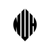 nuh cirkel letter logo ontwerp met cirkel en ellipsvorm. nuh ellipsletters met typografische stijl. de drie initialen vormen een cirkellogo. nuh cirkel embleem abstracte monogram brief mark vector. vector