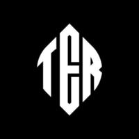 ter cirkel letter logo-ontwerp met cirkel en ellipsvorm. ter ellipsletters met typografische stijl. de drie initialen vormen een cirkellogo. ter cirkel embleem abstracte monogram brief mark vector. vector