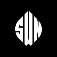 swn cirkel letter logo ontwerp met cirkel en ellipsvorm. swn ellipsletters met typografische stijl. de drie initialen vormen een cirkellogo. swn cirkel embleem abstracte monogram brief mark vector. vector