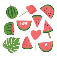 watermeloen clipart, zomer rijp fruit, watermeloen feest. vector