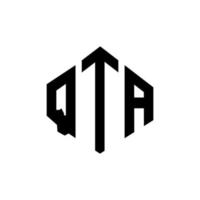 qta letter logo-ontwerp met veelhoekvorm. qta veelhoek en kubusvorm logo-ontwerp. qta zeshoek vector logo sjabloon witte en zwarte kleuren. qta-monogram, bedrijfs- en onroerendgoedlogo.