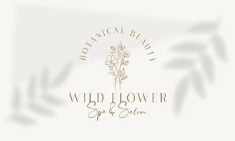 botanische bloemen element hand getekende logo met wilde bloemen en bladeren. logo voor spa en schoonheidssalon, boetiek, biologische winkel, bruiloft, floral designer, interieur, fotografie, cosmetica. vector