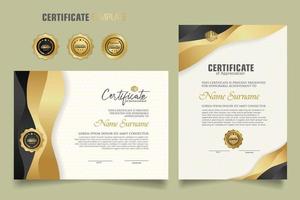 luxe certificaatsjabloon met dynamisch effect en moderne patroonachtergrond. premium badges ontwerp. nieuwe collecties vector