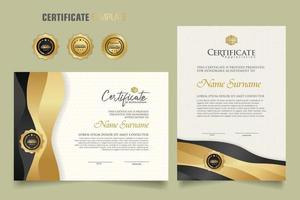 luxe certificaatsjabloon met dynamisch effect en moderne patroonachtergrond. premium badges ontwerp. nieuwe collecties vector