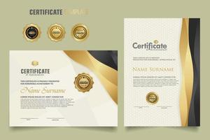 luxe certificaatsjabloon met dynamisch effect en moderne patroonachtergrond. premium badges ontwerp. nieuwe collecties vector