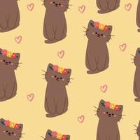 naadloze patroon cartoon kat. schattig behang voor textiel, stoffenprint, cadeaupapier vector