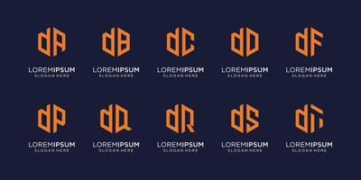 set van abstracte eerste letter d en letter willekeurig logo ontwerpsjabloon. pictogrammen voor zaken van luxe, elegant, eenvoudig. premium vector