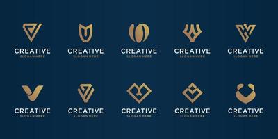 set van abstracte eerste letter v logo sjabloon. pictogrammen voor zaken van luxe, elegant, eenvoudig. premium vector