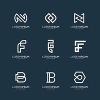 set van abstracte eerste letter n, letter f en letter b logo sjabloon. pictogrammen voor zaken van luxe, elegant, eenvoudig. premium vector