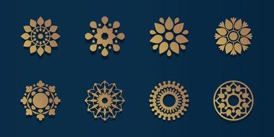 logo pack geometrie en gouden mandala's voor mooie decoraties en ornaments.premium vector