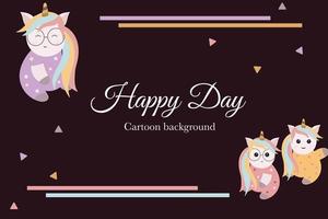 schattige kawaii eenhoorn cartoon sjabloon achtergrond vector