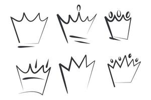 handgetekende kronen logo set voor koningin pictogram sjabloon kleur bewerkbaar. prinses, doodle, pop-art, beauty en mode winkelen symbool vector teken geïsoleerde illustratie voor grafisch en webdesign.
