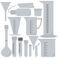 plastic laboratoriumglaswerkset, meet- en analytisch glaswerk voor wetenschappelijke of medische doeleinden vector